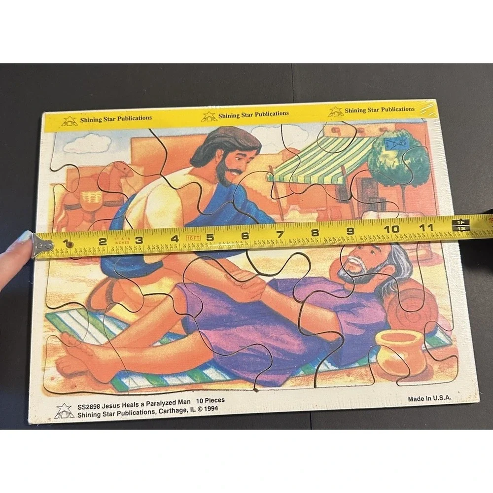 Vintage 1990's Shining Star Wooden Puzzle Jesus Heals 10 Piece Puzzle‎ SEALED